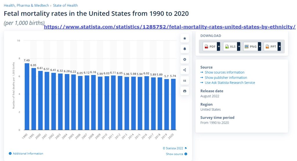 TASA DE MORTALIDAD FETAL EN EEUU 1990-2020 (AGOSTO 2022)